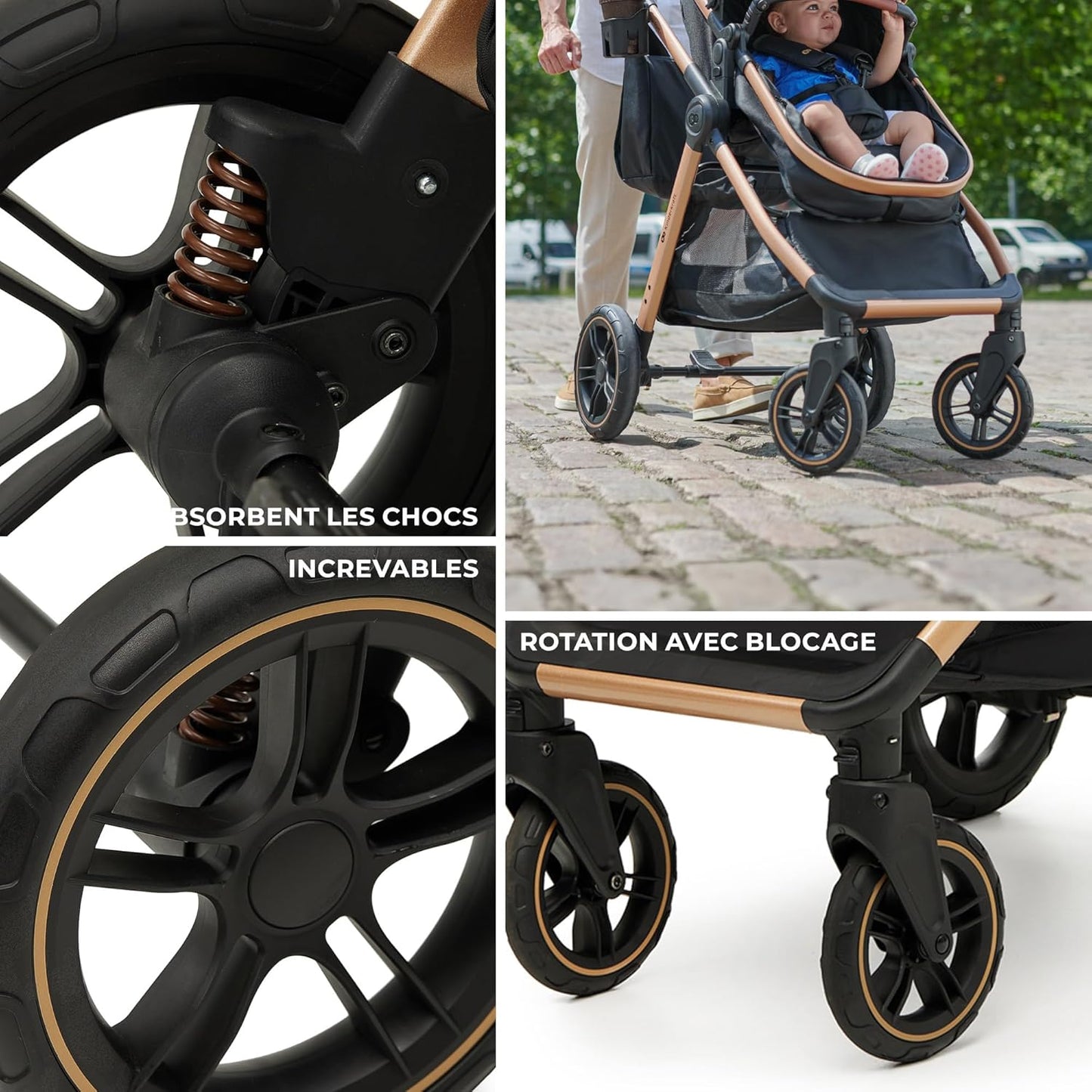 Pack Trio Kinderkraft ESME Petitsmart – Poussette Bébé 3-en-1 avec Siège