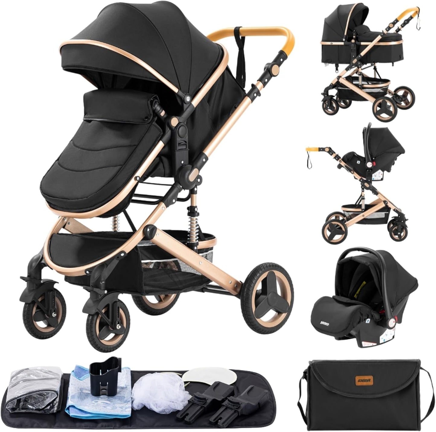Poussette 3 en 1 Citadine Petitsmart – Tricycle Combiné avec Landau & Siège Auto