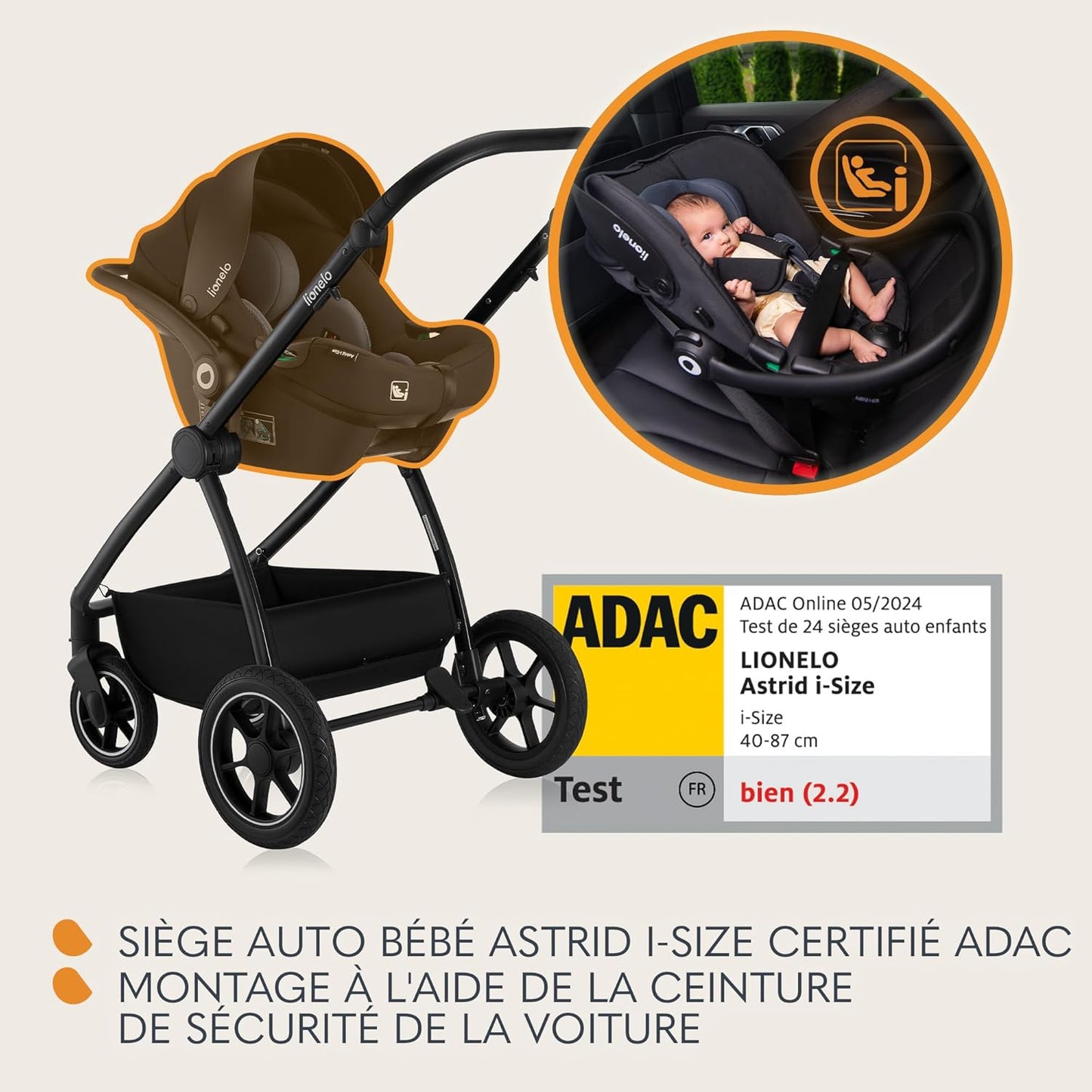 Pack Trio MERIL 3-en-1 Petitsmart – Poussette Tout-Terrain avec Nacelle