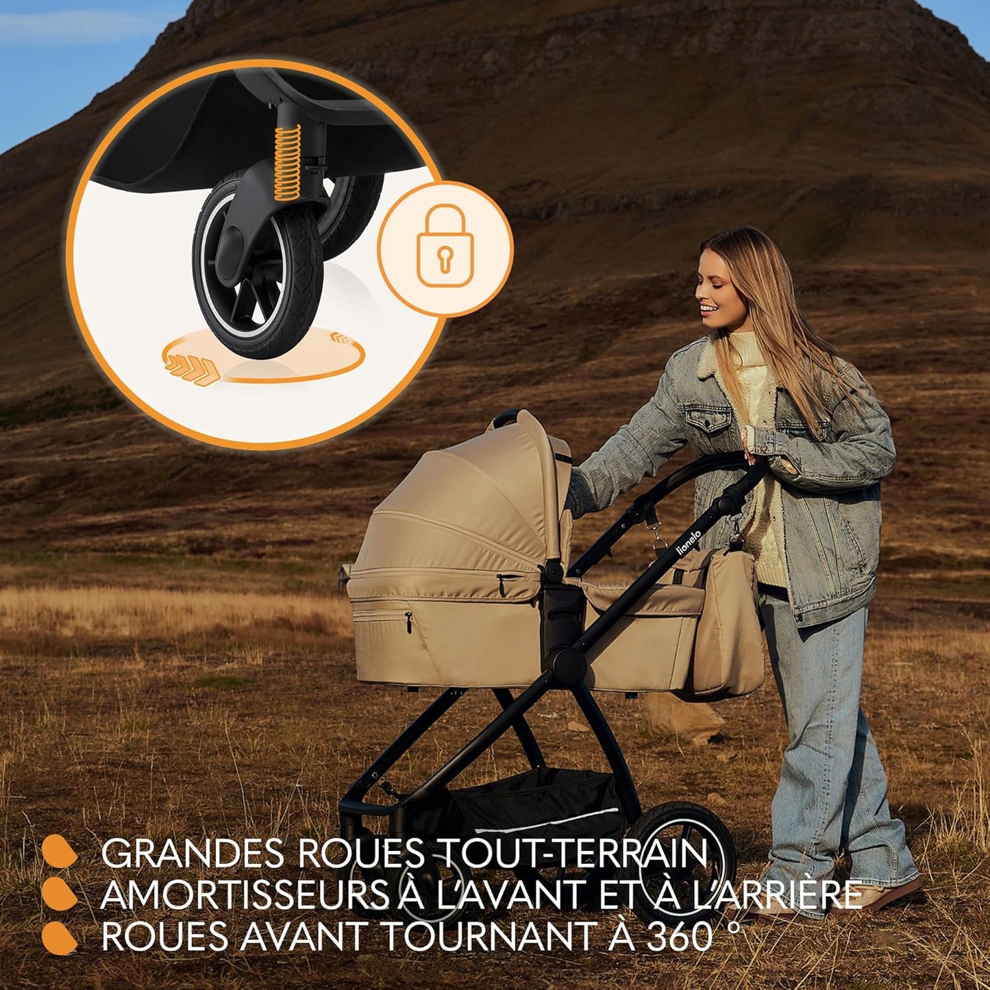 Pack Trio MERIL 3-en-1 Petitsmart – Poussette Tout-Terrain avec Nacelle