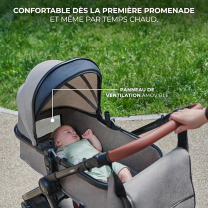 Pack Trio Kinderkraft ESME Petitsmart – Poussette Bébé 3-en-1 avec Siège