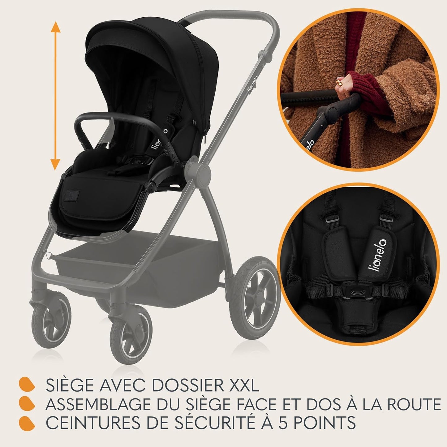 Pack Trio MERIL 3-en-1 Petitsmart – Poussette Tout-Terrain avec Nacelle