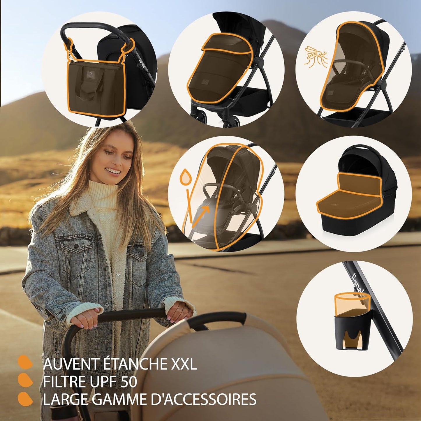 Pack Trio MERIL 3-en-1 Petitsmart – Poussette Tout-Terrain avec Nacelle
